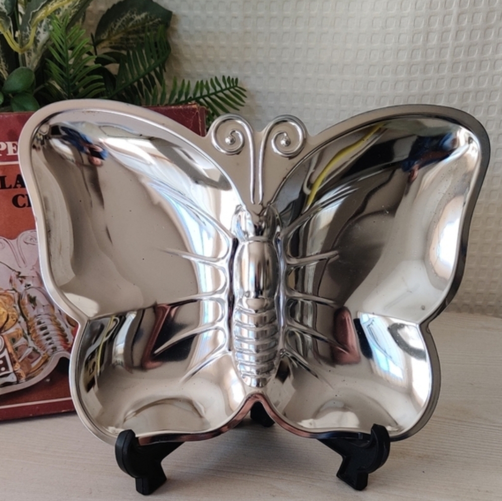 Vintage Chrome Plated Butterfly-Shaped Sweet Dish
